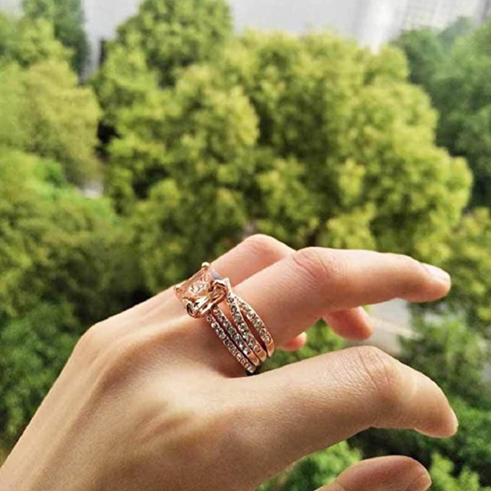 Dazzling 18K Rose Gold filled Morganite Ring sz various - Picture 2 of 4